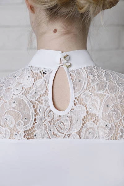 Koszula konkursowa Fleur de Lys Equestrian Cristall Short - biała