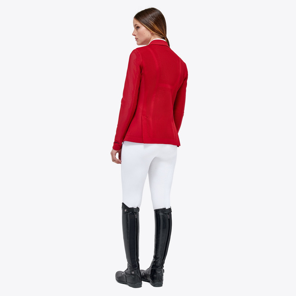 Damski frak Cavalleria Toscana Revo Perforated Light Tech Knit Zip Riding GGD040 - czerwony