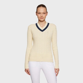 Sweter Samshield Lisa Collored - cytrynowa z granatowym paskiem