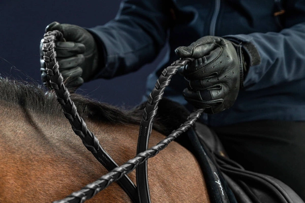 Plecione skórzane wodze 1/2" Dy'on D Collection - czarne