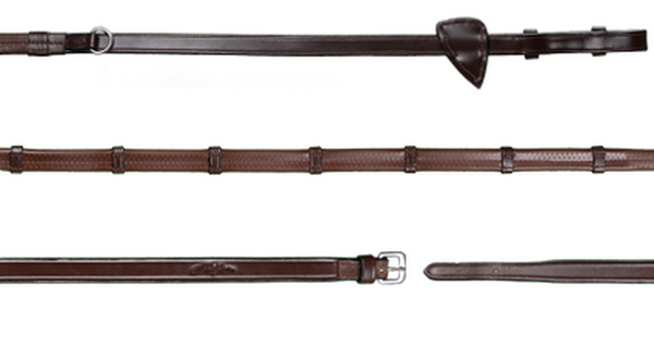 Gumowe wodze z 7 stoperami 1/2" Howlett Dy'on New English - brązowe