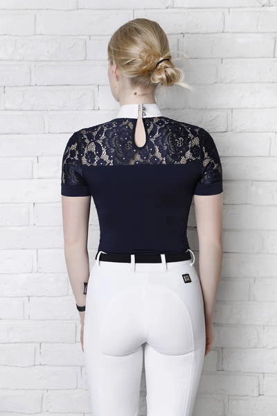 Koszula konkursowa Fleur de Lys Equestrian Cristall Short - granatowa