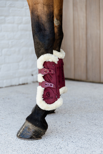 Kentucky Ochraniacze Bamboo Vegan Sheepskin Tendon Boots Elastic Velvet na przednie nogi - bordo