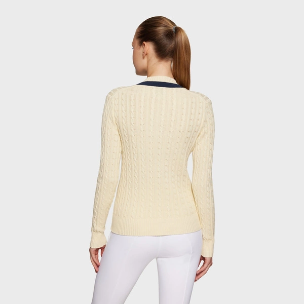 Sweter Samshield Lisa Collored - cytrynowa z granatowym paskiem