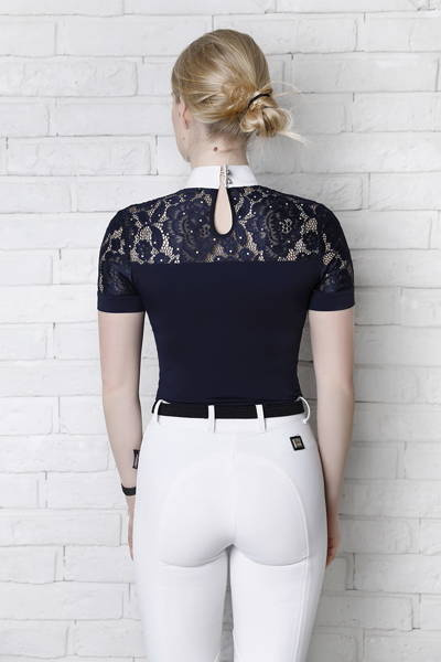 Koszula konkursowa Fleur de Lys Equestrian Cristall Short - granatowa