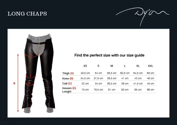 Czapsy Leather Long Chaps Dy'on - cognac