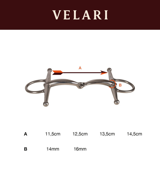Velari wędzidło Full Cheek Bit Single Jointed Sweet Iron 16 mm
