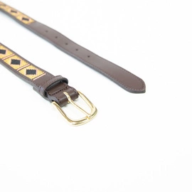 Pasek Kentucky Handmade Pearls - brąz ze złotem