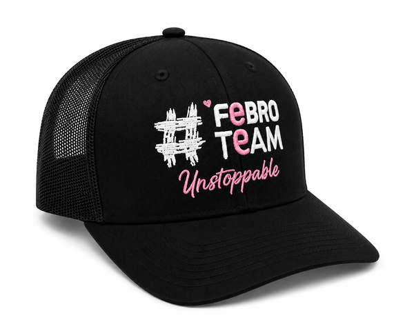 Czapka z daszkiem #FebroTeam Tracker - czarna z różowymi detalami