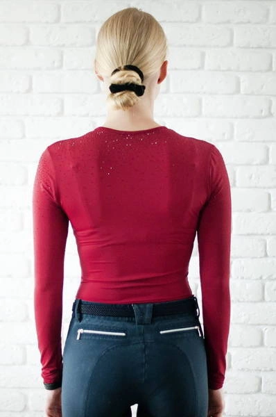 Koszulka treningowa Fleur de Lys Equestrian Rose - bordowa