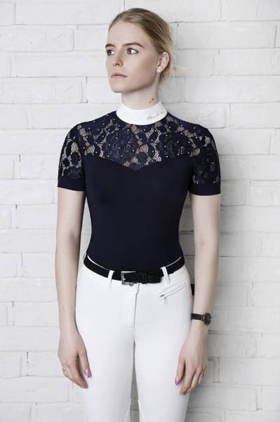 Koszula konkursowa Fleur de Lys Equestrian Cristall Short - granatowa