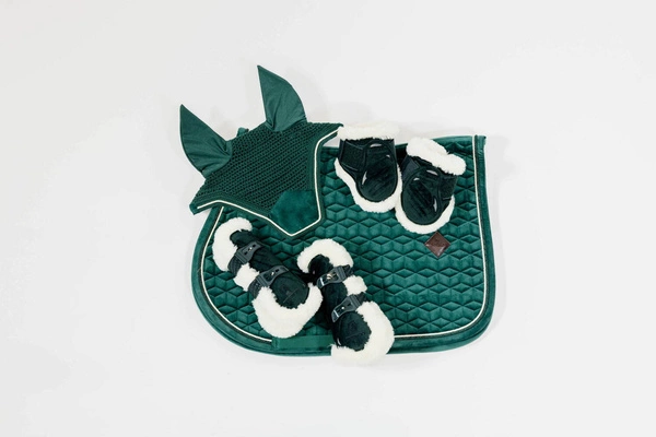 Kentucky Ochraniacze Vegan Sheepskin Young Horse Fetlock Velvet na zadnie nogi - ciemna zieleń