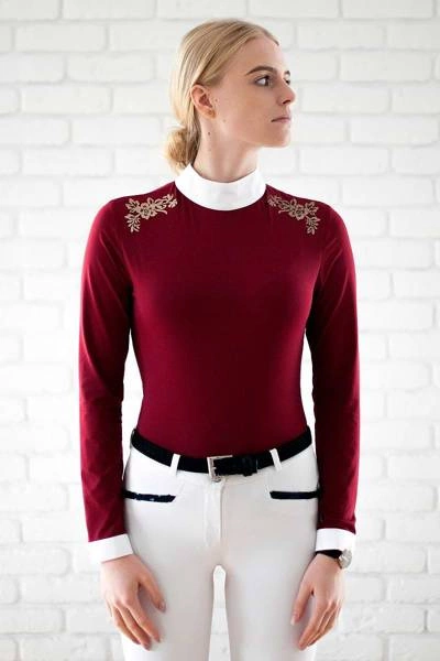Koszula konkursowa Fleur de Lys Equestrian Ruby - bordowa