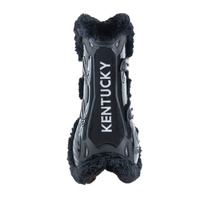 Kentucky Bamboo Vegan Sheepskin Tendon Boots Elastic na przednie nogi - czarne z czarnym futerkiem