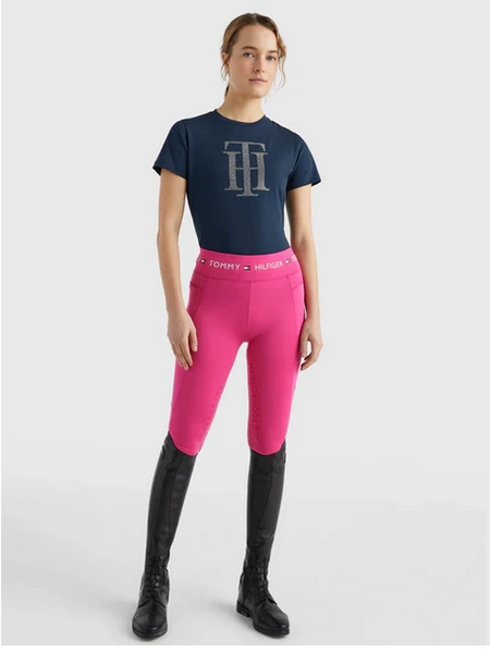 T-shirt Tommy Hilfiger Strass - granatowy