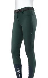 Damskie bryczesy Eqode by Equiline Delma z lejem kolanowym Q-Grip - ciemna zieleń