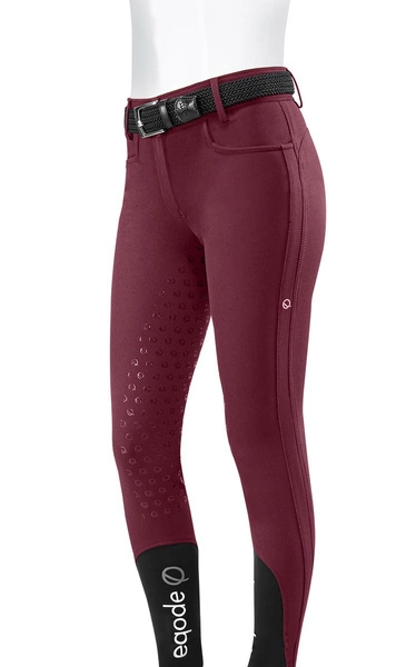Bryczesy z wysokim stanem Eqode by Equiline Darcey z pełnym lejem Q-Grip - wiśniowe