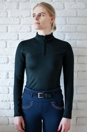 Koszulka treningowa Fleur de Lys Equestrian Bluebell - czarna
