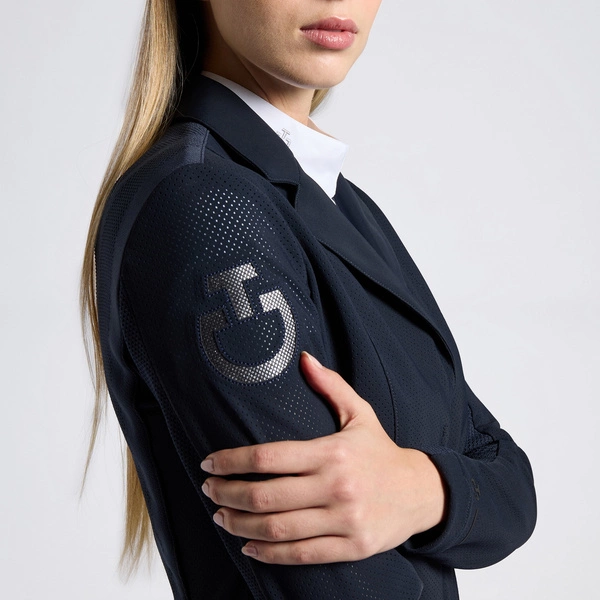 Damski frak Cavalleria Toscana Revo Perforated Light Tech Knit Zip Riding GGD040 - granatowy