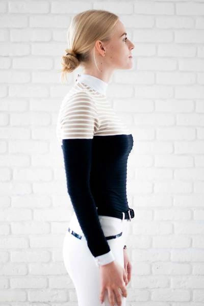 Koszula konkursowa Fleur de Lys Equestrian Foxglove - granat / beż