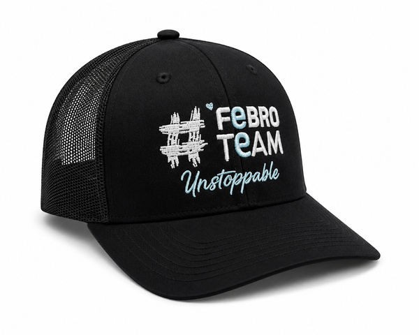 Czapka z daszkiem #FebroTeam Tracker - czarna z błękitnymi detalami