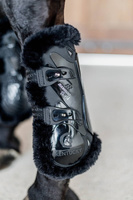 Kentucky Bamboo Vegan Sheepskin Tendon Boots Elastic na przednie nogi - czarne z czarnym futerkiem