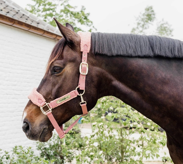 Kentucky kantar Teddy Fleece podszyty puchatym polarem - old rose