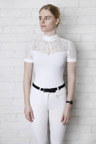 Koszula konkursowa Fleur de Lys Equestrian Cristall Short - biała