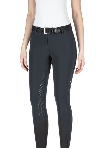 Damskie bryczesy Equiline Julik z pełnym lejem X-Grip - czarne