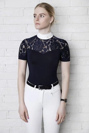 Koszula konkursowa Fleur de Lys Equestrian Cristall Short -  granatowa