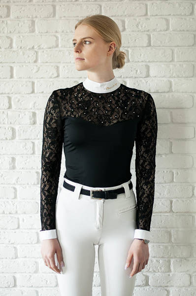Koszula konkursowa Fleur de Lys Equestrian Flash - czarna