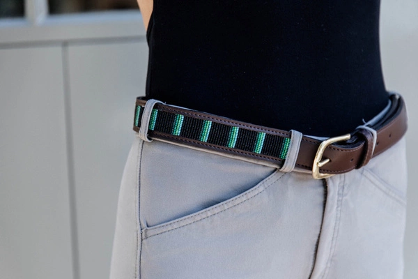 Pasek Kentucky Handmade Pearls - brąz z czarnym