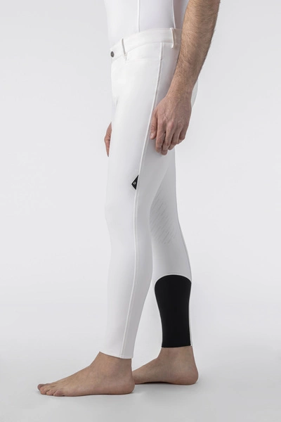 Męskie bryczesy Equiline Bartek z lejem kolanowym BX-TECH - białe