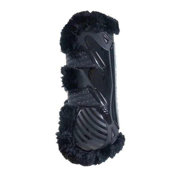 Kentucky Bamboo Vegan Sheepskin Tendon Boots Elastic na przednie nogi - czarne z czarnym futerkiem