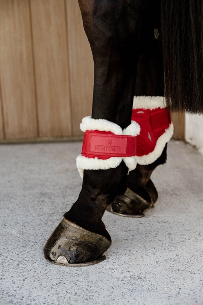 Kentucky Ochraniacze Vegan Sheepskin Young Horse Fetlock Velvet na zadnie nogi - czerwone