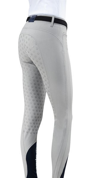 Damskie bryczesy Eqode by Equiline Davina z pełnym lejem Q-Grip - szare