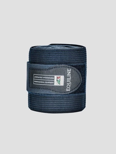 Bandaże treningowe elastyczno-polarowe Equiline - granatowe