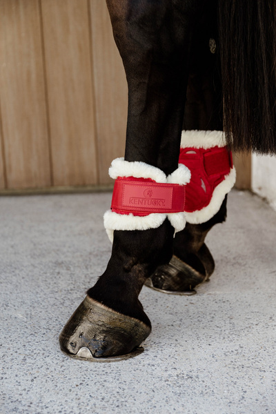 Kentucky Ochraniacze Vegan Sheepskin Young Horse Fetlock Velvet na zadnie nogi - czerwone
