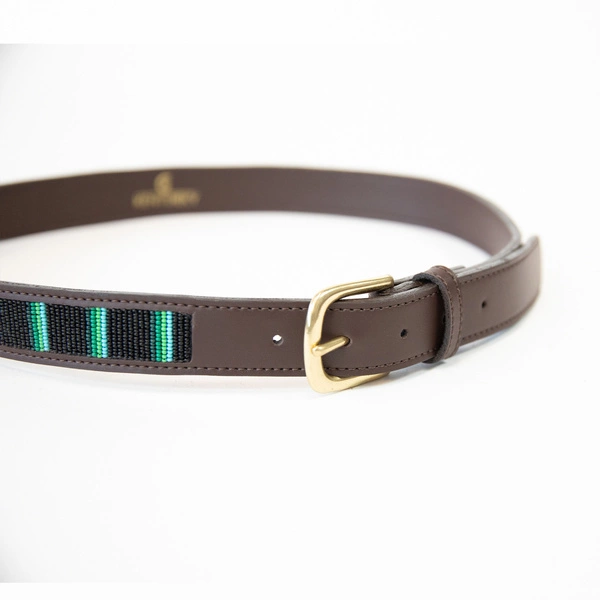 Pasek Kentucky Handmade Pearls - brąz z czarnym