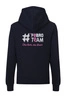 Bluza #FebroTeam z różowym haftem na rękawie - granatowa