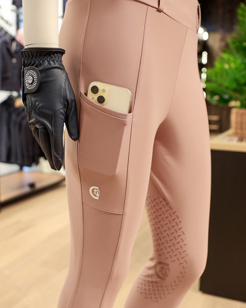 Damskie legginsy Kentucky Classic z kolanowym lejem - pudrowy róż