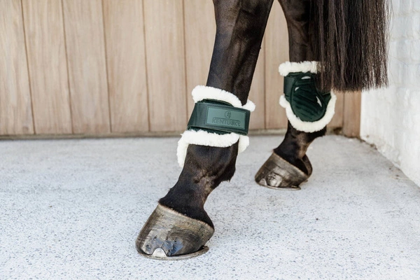 Kentucky Ochraniacze Vegan Sheepskin Young Horse Fetlock Velvet na zadnie nogi - ciemna zieleń