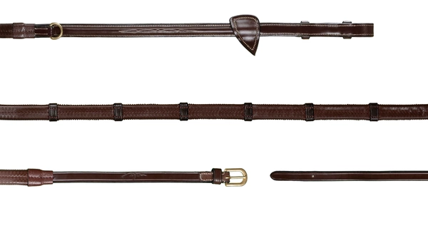 Gumowe wodze z 7 stoperami 1/2" Howlett Dy'on D Collection - brązowe