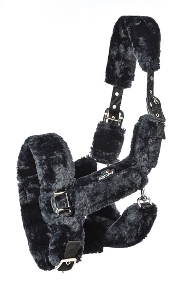 Bezpieczny kantar z futrem Equiline Terris - czarny