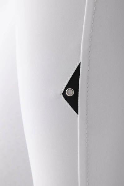 Damskie bryczesy Equiline Atirk z kolanowym lejem X-Grip - białe