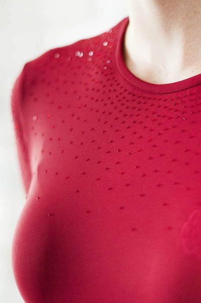 Koszulka treningowa Fleur de Lys Equestrian Rose - bordowa