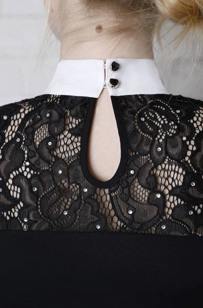 Koszula konkursowa Fleur de Lys Equestrian Cristall Short - czarna