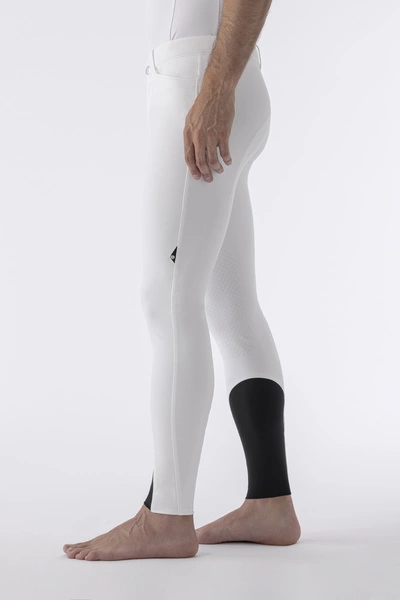 Męskie bryczesy Equiline Willow lej kolanowy X-Grip - białe
