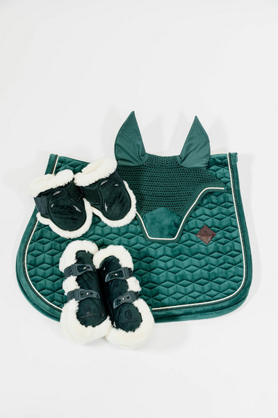 Kentucky Ochraniacze Bamboo Vegan Sheepskin Tendon Boots Elastic Velvet na przednie nogi - ciemna zieleń