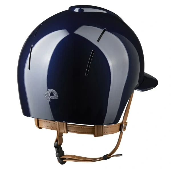 Kask KEP Smart NOVA POLO Polish Star Silver - granatowy z brązowymi paskami